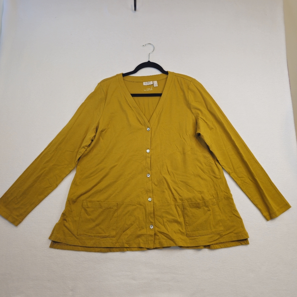 Logo "The Cardi" Women's Button-Up Top Cardigan  Us L‎ GREEN COLOR